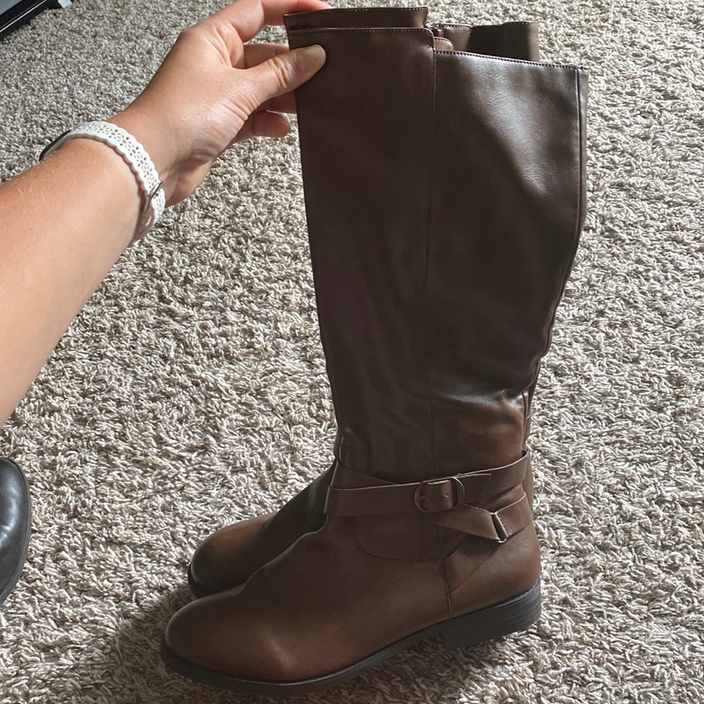 Style & Co Women’s Madixe Faux Leather Knee High Riding Boots